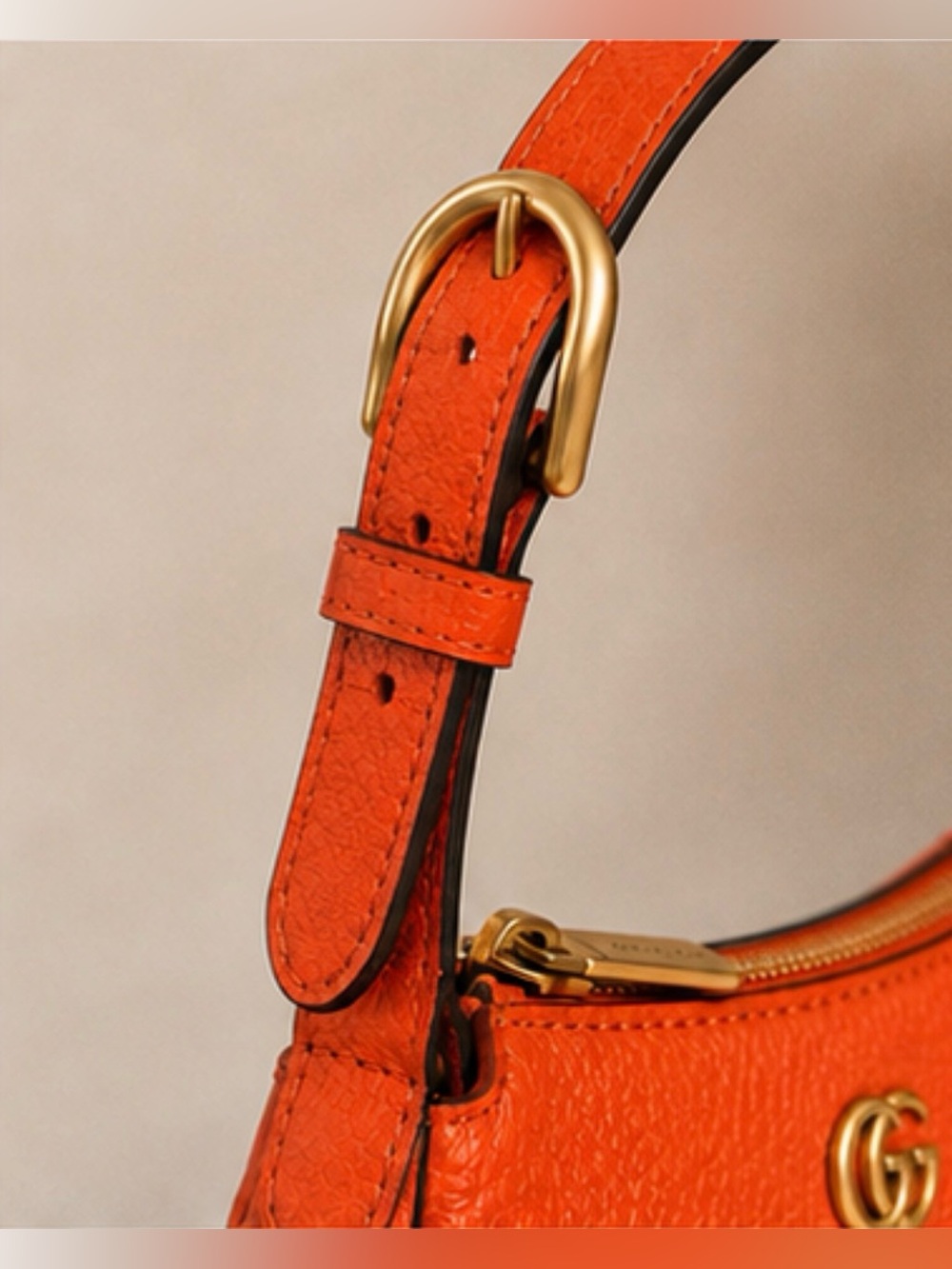 Gucci Orange Pebbled Leather Mini Shoulder Bag🍊NWTs GG Gold Hardware - Full Set - Picture 8 of 12